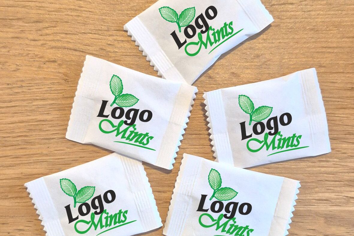 Custom Printed Full Colour individually wrapped Logo MInts
