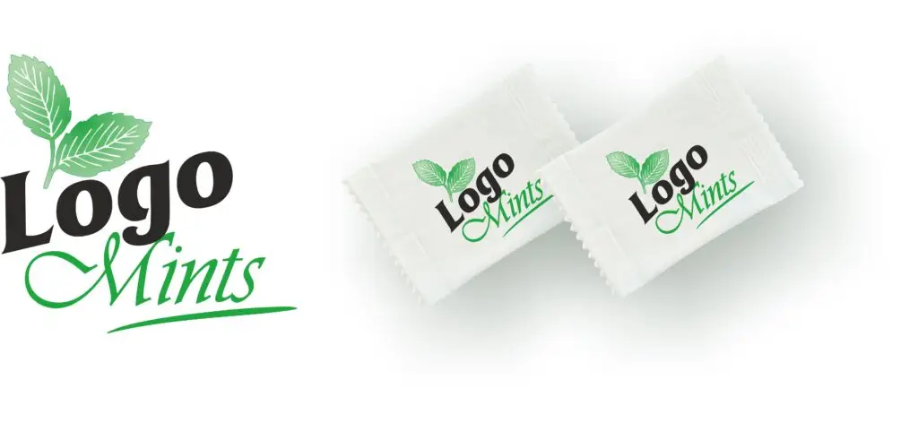 Logo mints logo with sweets
