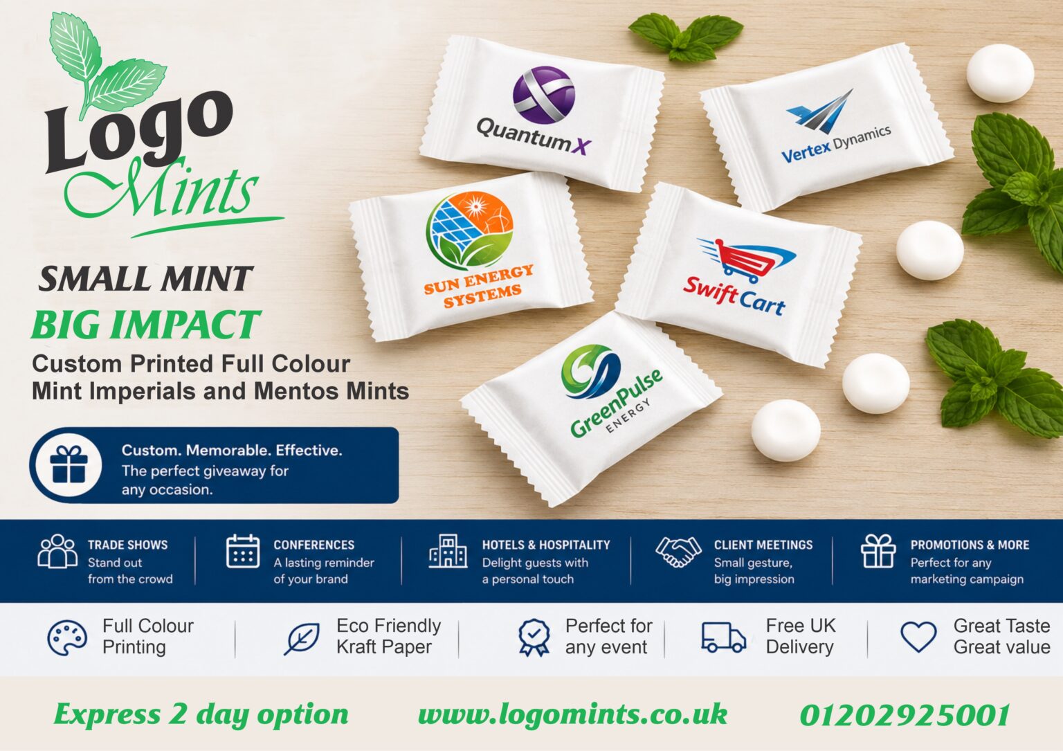 Custom Full Colour Printed Individually Wrapped Logo Mints
