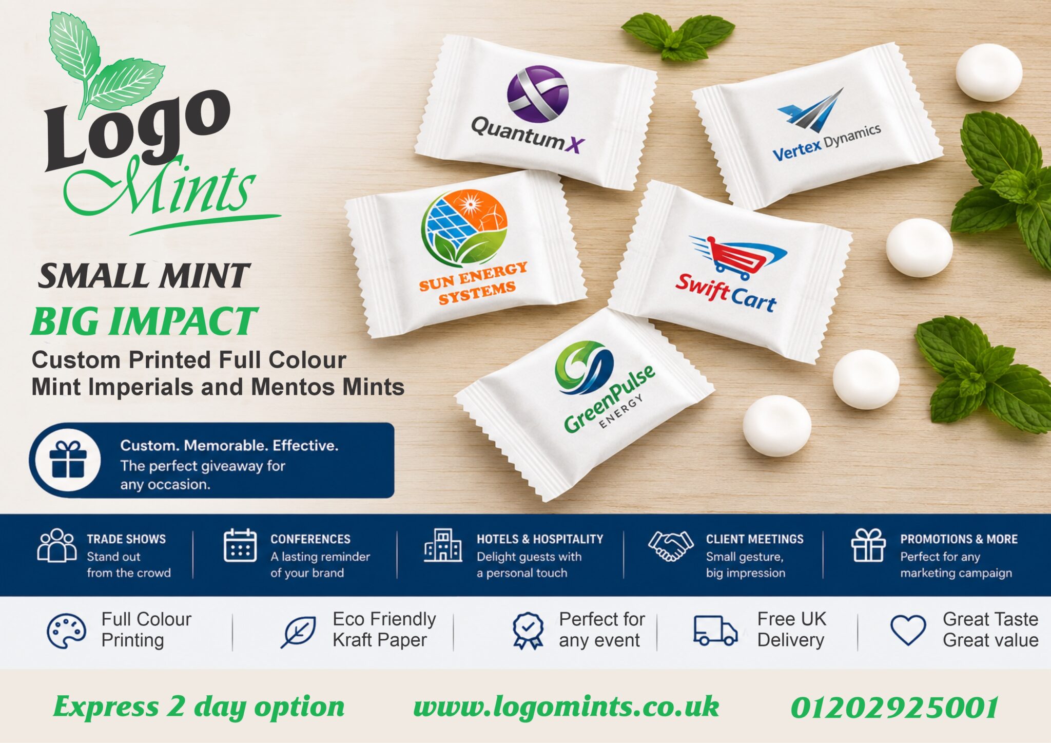 Custom Full Colour Printed Individually Wrapped Logo Mints
